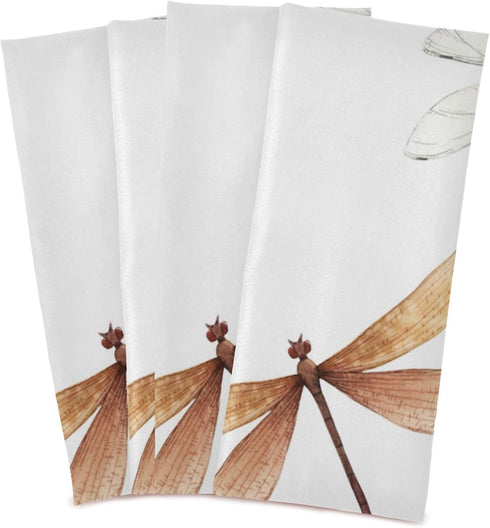 Qilmy Kitchen Dish & Tea Towel Dragonfly Reusable Cloths for Cooking and Drying Dishes for Home Kitchen Cleaning, 28x18in-4 PCS...