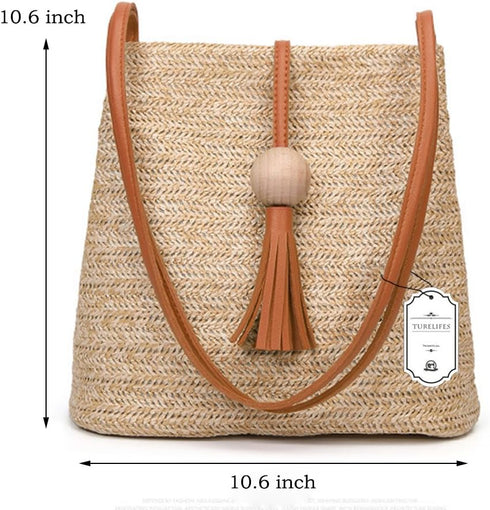GL-Turelifes Round Summer Straw Bag Big Weave Handbags Beach Shoulder Bags Vocation Tote HandbagsTravel Bag for Women...