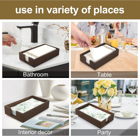 Wooden Napkin Holder Paper Guest Towels Holder for Bathroom Napkin Holder Disposable Hand Towel Tray for Countertop Rustic Table Napkin Holder Far...