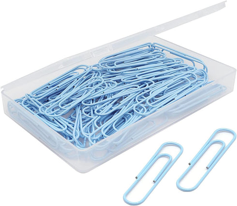 Paper Clip, Large Paper Clips, Jumbo, 50mm, 2 inches, Smooth, 100 Pcs/Box (Light Blue)...