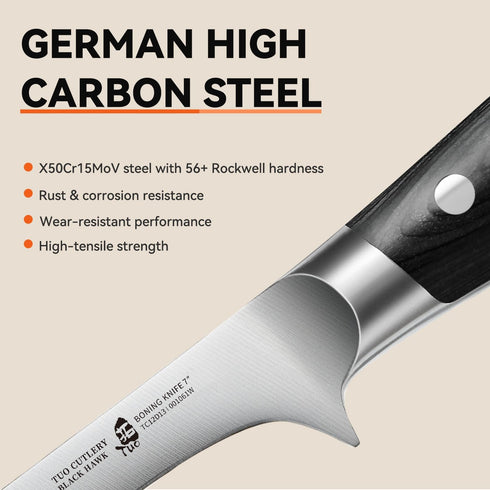 TUO Boning Knife - 7 inch Fillet Knife Flexible Kitchen Knives - German HC Steel Blade for Poultry and Fillet Fish - Full Tang Pakkawood Handle - ...