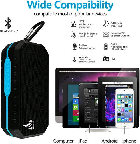 Portable Bluetooth Speaker,IP65 Waterproof Wireless Speaker,Wireless Outdoor Bluetooth Speakers,Bluetooth 5.0,Built in micSupport Micro SD/TF Card...