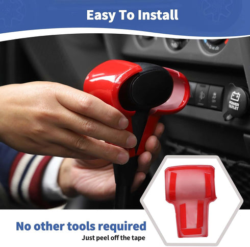RT-TCZ for Wrangler JK Red Gear Shift Knob Handle Cover Trim for Jeep Wrangler JK JKU 2007-2010 Red Interior Accessories 2pcs...
