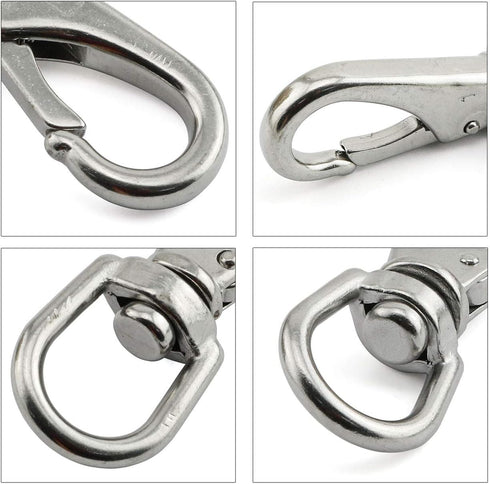 2-Pack M5 Swivel Eye Snap Hook 304 Stainless Steel Boat Marine Pet Chains Keychains Lanyard Hook Multi-Use Spring Snap Hook Clasp Hardware Accesso...