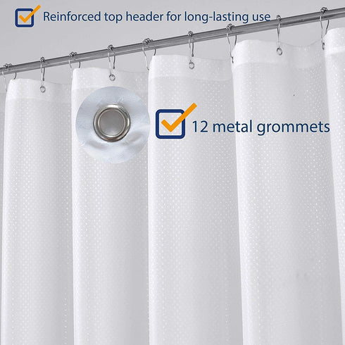 N&Y HOME Hotel Fabric Shower Curtain or Liner, Cloth Textured White Shower Curtain with Bottom Magnets, Machine Washable, 72 x 72 inches for Bathr...