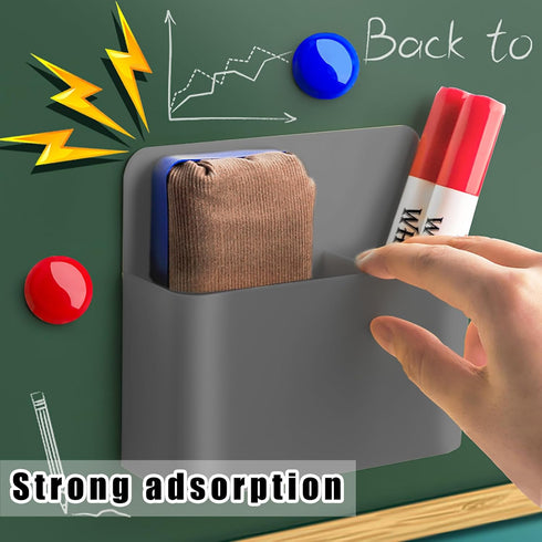 2 Pcs Magnetic Marker Holder Dry Erase Marker Holder Wall Mount Self Adhesive Pen Holder Magnetic Marker Cup Holders for Whiteboard, Fridge, Home ...