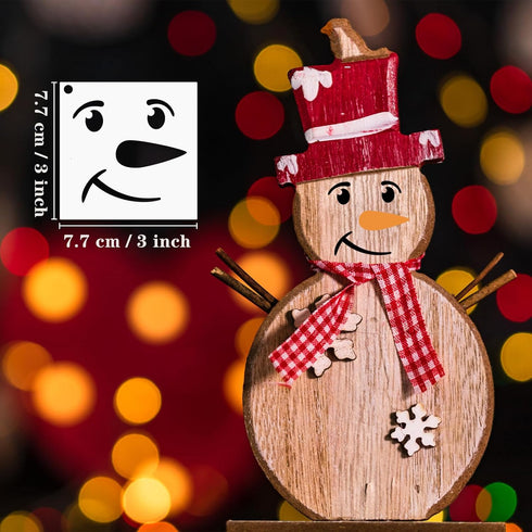 45 Pcs Christmas Snowman Face Stencils, 3 Inch Small Christmas Stencil Reusable Plastic Drawing Templates Craft Kits for Painting on Wood Cookie G...