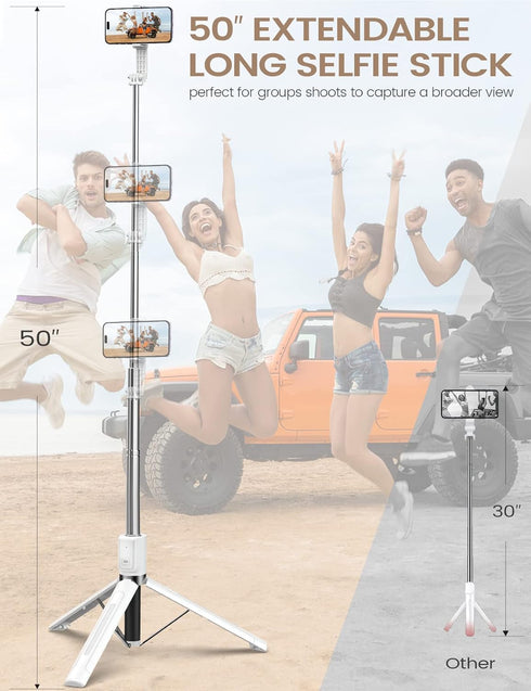 Selfie Stick Tripod with Remote, ANXRE Portable 5 in 1 Selfie Stick Phone Tripod, Wireless Selfie Stick Tripod for Cell Phone Compatible with iPho...