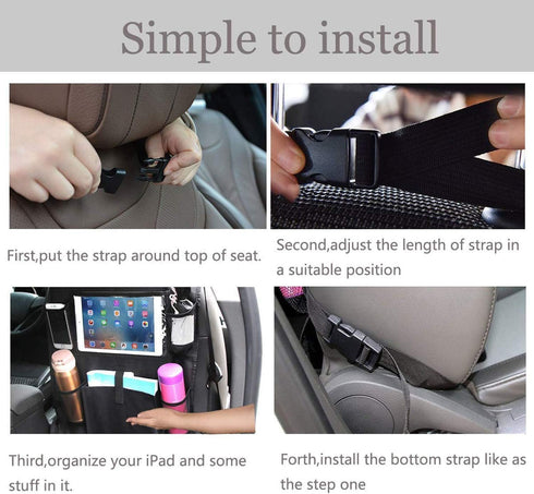 Car Backseat Organizer 2 Pack, Car Seat Back Organizers Storage Kick Mat Seat Protector, Car Seat Back Protectors with Clear 10" Tablet Holder + 5...