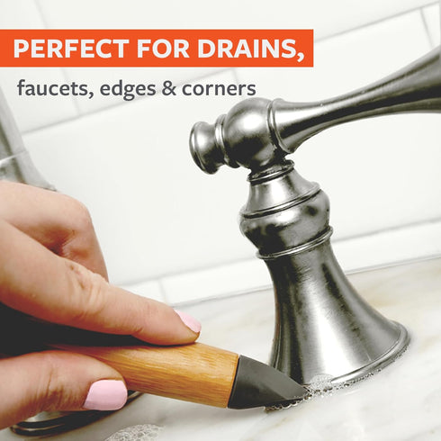 Full Circle Micro Manager, Deep Cleaning Brush for Crevices, Shower, & Grout, Tough Bristles, Sustainable Bamboo Handle, White...