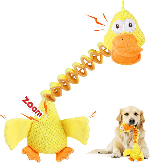 Sturdy and Durable Duck Dog Toy for Chewy Dogs, with Crinkle Paper and Squeaker, Large Dog Interactive Tug-of-War Dog Toy, Keeps Busy, Suitable fo...