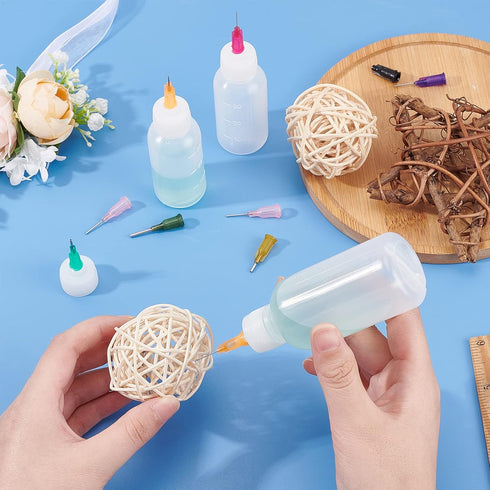 BENECREAT 8PCS Multi Purpose DIY Precision Tip Applicator Bottles 1/1.7 Ounce Needle Tip Glue Bottles with 8 Caps and 18 Tips for DIY Quilling, Cr...