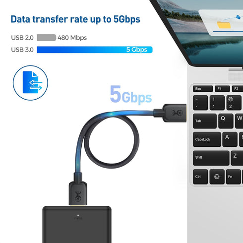 Cable Matters Long USB 3.0 Cable 10ft, USB to USB Cable/USB A to USB A Cable/Male to Male USB Cord/Double USB Cord in Black......