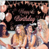 KOKAR Happy Birthday Decorations Banner, Large Black and Rose Gold Happy Birthday Banner Sign, Happy Birthday Backdrop for Girls Women Birthday Pa...