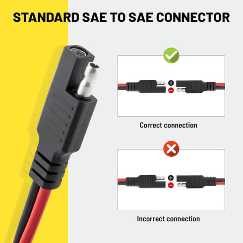 Oyviny 8PCS 12AWG SAE Connector Cable 1 Feet 2 Pin SAE Single Plug Quick Connector Disconnect Power Extension Cable Solar Panel Battery Wire 33CM ...