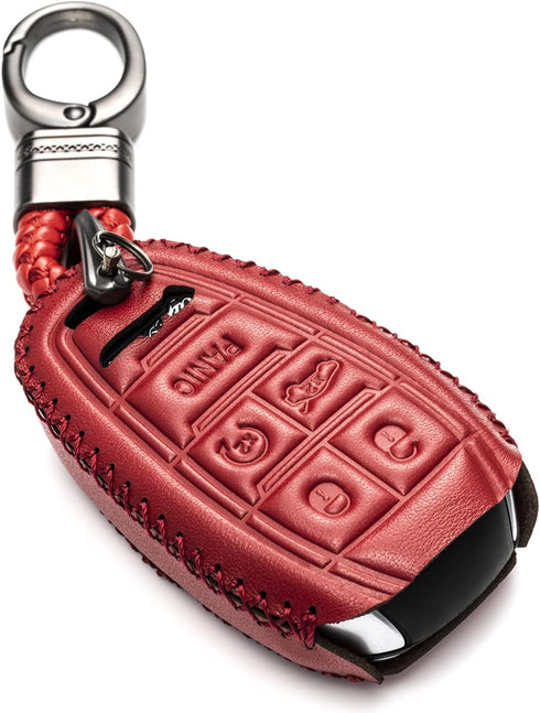Vitodeco Genuine Leather Smart Key Fob Case Protector Compatible for Alfa Romeo Giulia, Stelvio, Tonale 2017 - 2025 (5-Button, Red)...