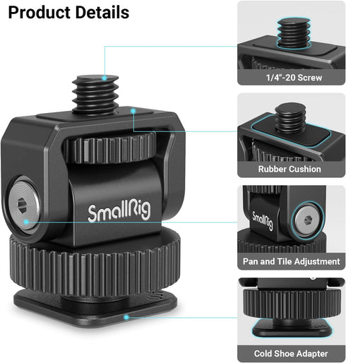 SmallRig 1/4" Mini Ball Head Cold Shoe Mount Adapter with 1/4"-20 Thread for Camera Phone Cage LED Video Light-3577...