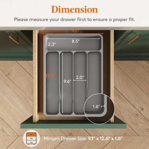 Lifewit Silverware Drawer Organizer Tray, Plastic Cutlery Storage for Kitchen Drawer, Flatware and Utensil Holder Divider for Spoons Forks Knives ...