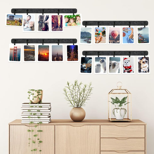 Picture Frames Collage Wall Decor, 6 Pcs Black Felt Lightweight Bulletin Board Strips, Photo Wall Collage Kit with 30 Clips for Photo Display, Not...
