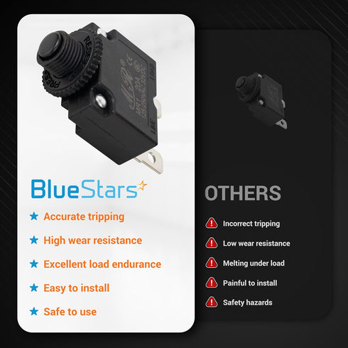 BlueStars 5 Packs 20Amp Thermal Circuit Breaker 125/250V AC 32V DC - Overload Protector with Push Button Manual Reset - Compatible with Automotive...