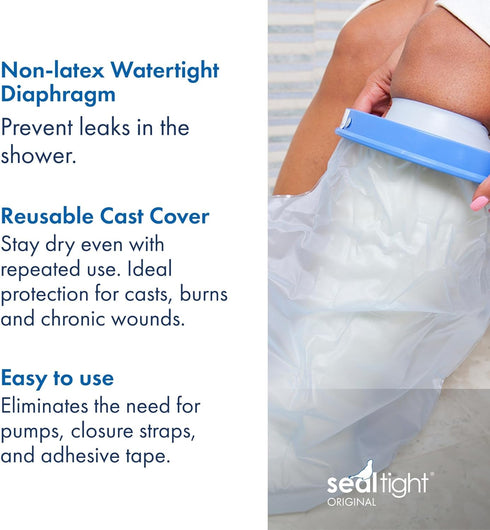 Brownmed Seal-Tight Original Cast & Bandage Protector - Waterproof Adult Leg Cast Cover - Adult Short Wide Leg...