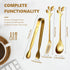 Leaf Coffee Spoons, Mini Serving Tongs and Appetizer Forks Stainless Steel Sugar Cube Tongs Dessert Spoons Metal Dinner Forks for Dessert Coffee T...