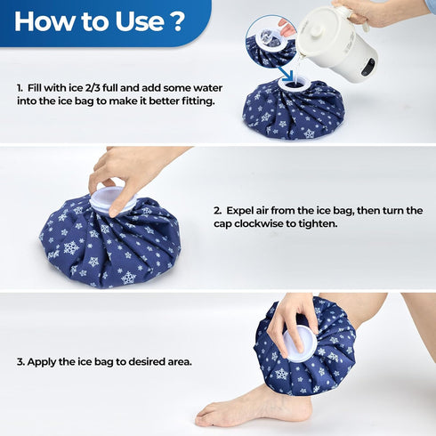 Ice Pack for Injuries Reusable: Ohuhu 3 Packs Ice Cold Packs Ice Bag Hot Water Hot & Cold Therapy Pain Relief for Knee Leg Injury No-Leak Breathab...