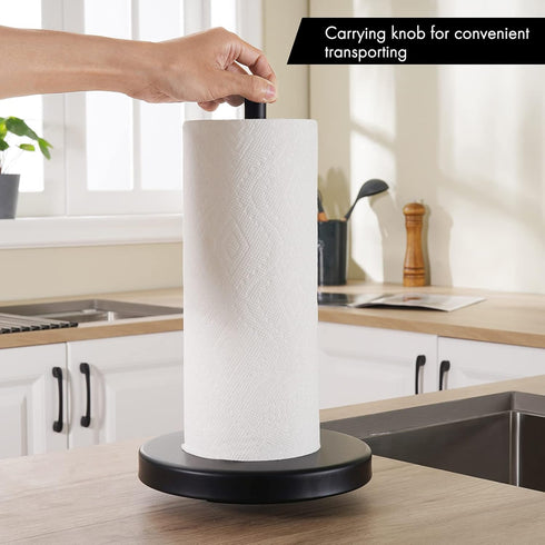 KES Matte Black Paper Towel Holder Countertop, Kitchen Paper Roll Holder Stand with Weighted Base Heavy for Standard or Gaint Rolls SUS304 Stainle...