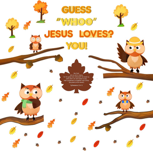 Fulmoon Owl Bulletin Board Set Bulletin Board Decoration Cutouts for Kids Sunday School Classroom Tree Wall Decor Educational and Learning Activit...