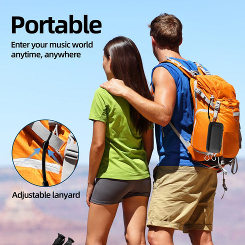 Mini Bluetooth Speaker,Portable Wireless Speakers -Loud Stereo Sound,Support TWS/AUX/TF Card,Lanyard Design for Hiking,Biking,Trip,True Wireless S...