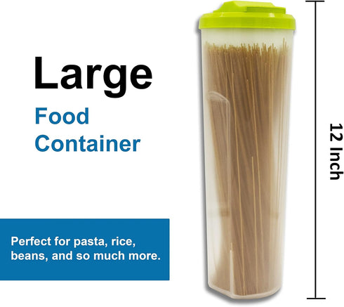 Pasta Container Food Storage Spaghetti,Noodle Cereal Keeper Plastic Tall Jar with Lid (Green)...