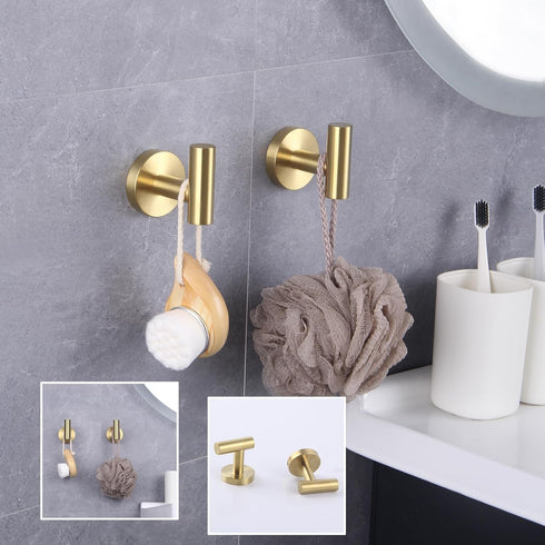 GERZWY Bathroom Brushed Gold Coat Hook SUS 304 Stainless Steel Single Towel/Robe Clothes Hook for Bath Kitchen Contemporary Hotel Style Wall Mount...