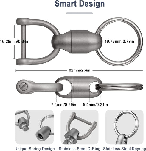 TISUR Swivel Keychain Clip, Titanium Detachable Pull Apart Key Chain, Key Ring Organizer Keychain For Men Women...