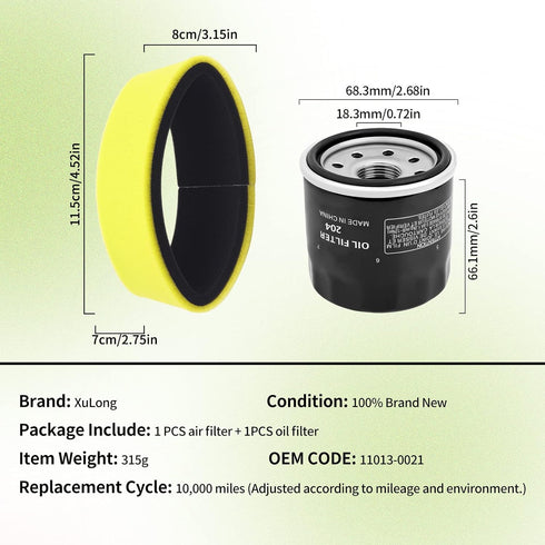 11013-0021 Air Filter Oil filter Compatible with Kawasaki KVF650 KVF750 KVF 650 750 Brute Force 650 750 4X4i Hardwood Green HD NRA Outdoors EPS Ca...