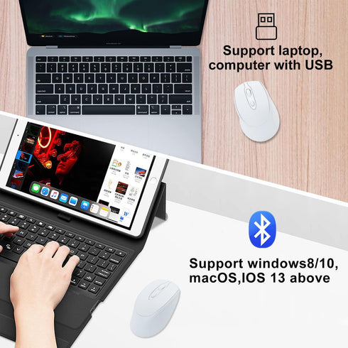 Bluetooth Mouse,Rechargeable Wireless Mouse for Laptop/iPad/MacBook Pro/Air, Silent Mouse Portable Slim for Surface Pro/PC/Lenovo/Samsung Tablet (...