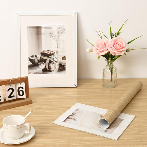 Maple Wood Grain Peel and Stick Contact Paper 17.7” x 197” Removable Self-Adhesive Decorative Wood Wallpaper Waterproof Vinyl for Walls Kitchen Fu...