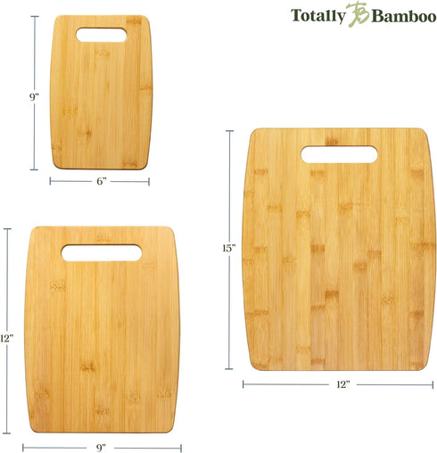 Totally Bamboo 3-Piece Cutting Board Set; 3 Assorted Sizes of Bamboo Wood Cutting Boards for Kitchen...