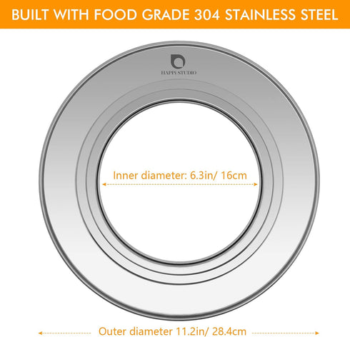 Steamer Ring Stainless Steel Adapter for 8 to 11inch Bamboo Steamer Baskets (Stainless Steel Ring Only)...
