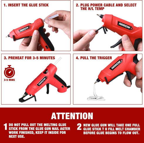 Arrow Mini Hot Glue Gun, Dual Temp Glue Gun Kit with 24Pcs Mini Glue Gun Sticks, High/Low Temp Fast Heating Glue Gun with Stand for DIY, Decoratio...