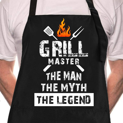 Rosoz Funny BBQ Black Chef Aprons for Men, Grill Master, Adjustable Kitchen Cooking Aprons with Pocket Waterproof Oil Proof Father’s Day/Birthday...
