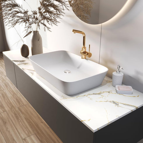 LACHEERY Thick White Marble Contact Paper for Countertops Waterproof Contact Paper Peel and Stick for Cabinets Removable Matte Gold Grey White Mar...