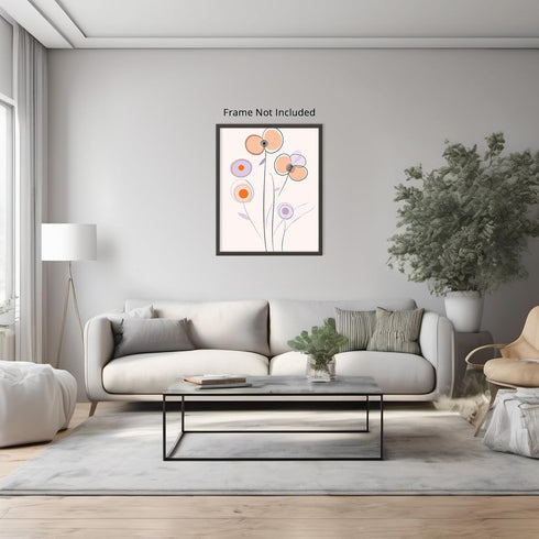 Posterizer 1 pcs-minimalist dainty flowers in orange and purple art 8-Abstract & Modern Art-Floral & Botanical Art-Chic Home Decor- unframed wall ...