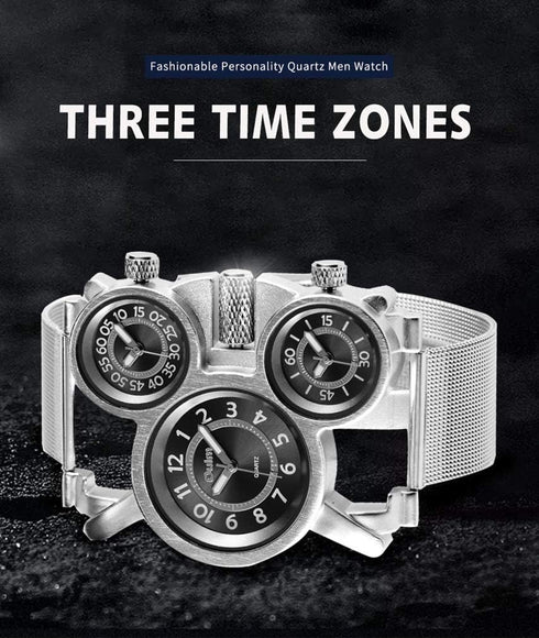 1167 Mens Top Brand Multi-Function 3-Movt Quartz Steel Wrist Watch...