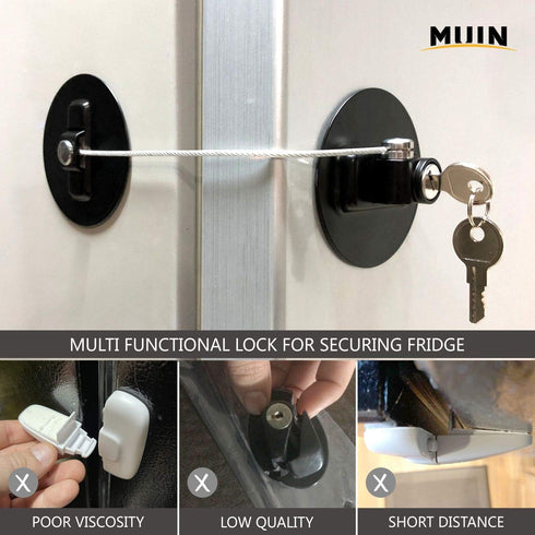 MUIN Highly Secured Refrigerator Lock with Key – Mini Refrigerator Door Lock for Children and Adults – Multi Functional Lock for Securing Fridge, ...