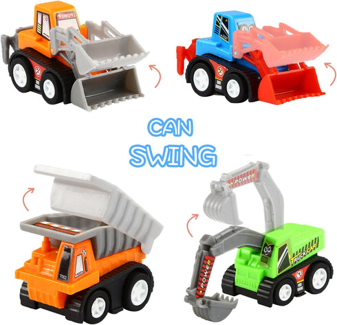 12-Piece Mini Truck Toy Kit - Pull Back Construction Vehicles for Kids, Great Party Favors, Birthday Gifts, Classroom Rewards, and Stocking Stuffe...