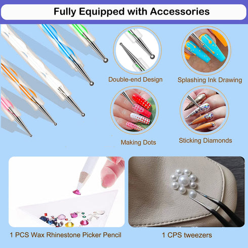 B7000 Adhesive Rhinestones Glue for Crafts, 2PCS 110ml / 3.7 fl oz B7000 Clear Glue with 5 Dotting Pen Tool, Wax Pencil and Tweezer, Jewelry Glue ...