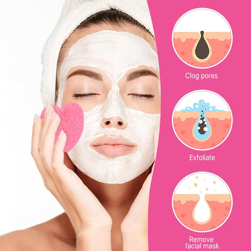 120PCS Compressed Facial Sponges, Heart Shape Disposable Face Sponges with 2PCS Container, Skin Friendly Facial Sponges for Washing Face, Natural ...