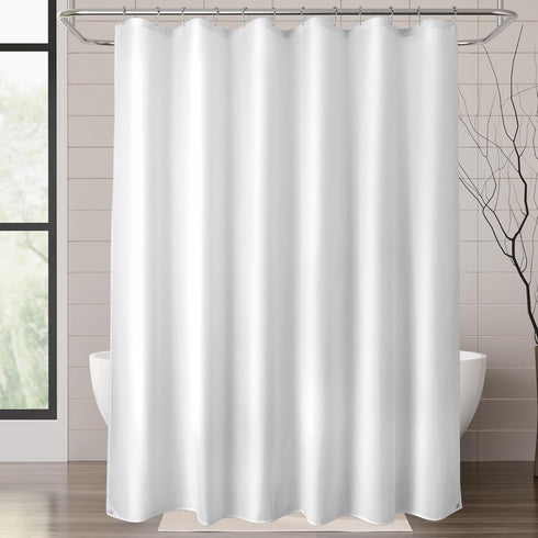 Titanker Fabric Shower Curtain Liner Washable, 72 x 65 Inches, White Shower Liner Fabric with 2 Magnets, Bathroom Polyester Shower Liner Waterproo...