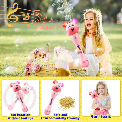 Bubble Wands for Kids Girls Princess Toy Bubble Machine Wand Maker Blower Musical&Light Up Outdoor Party Birthday Toys for Toddlers, Gift for 3 4 ...
