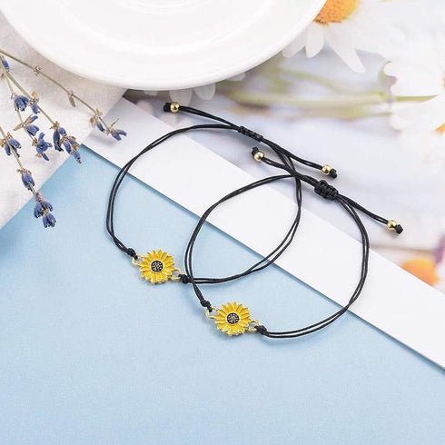 Sunflower Bracelet Anklet Pinky Promise Friendship Adjustable Bracelet Anklet Sunflower Best Gifts for Best Friends Couple Family...